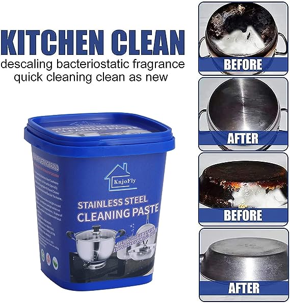 Powerful Stainless Steel Cookware Cleaning Paste Household Kitchen Cleaner Washing Pot Bottom Scale Strong Cream Detergent,Oven Cookware Cleaner