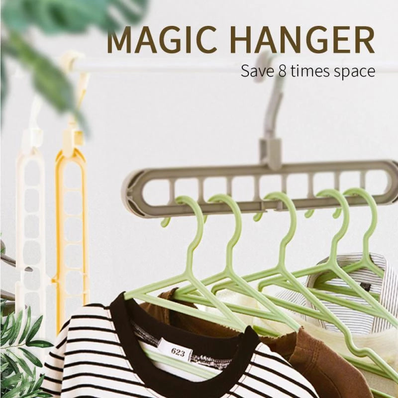 ✅Pack Of 6 ✅360 Rotating 9-Hole Magic Hanger - Multi-Function Space Saving Drying Clothes Storage Hanger