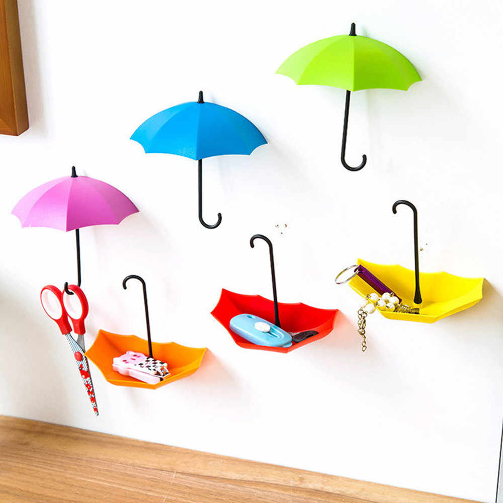 3 in 1- Stylish Umbrella Wall Hook  Self Adhesive- In Random Color