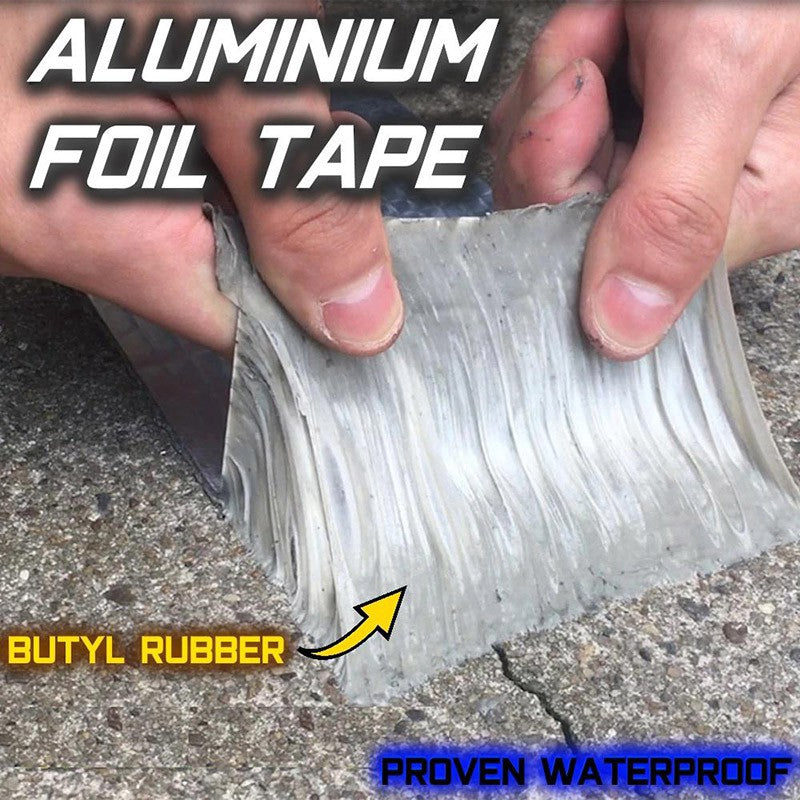 Newly Aluminum Foil Butyl Rubber Tape Self Adhesive Waterproof for Roof Pipe Marine Repair-5Cm x 5M