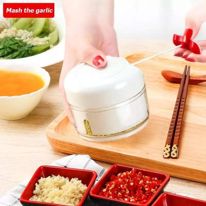 Mini Food Garlic Vegetable Grinder Chopper Mincer Crusher Press for Meat Nuts Pepper Onion Multi-function Manual Food Processor