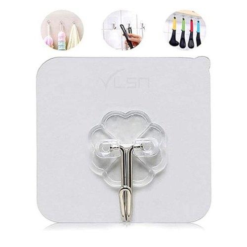 Pack Of 10 High Quality Strong Adhesive Super Sticky Decorative Self Adhesive Wall Hook Mounted PVC & Metal Hooks Hanger For Wall 10 Pcs
