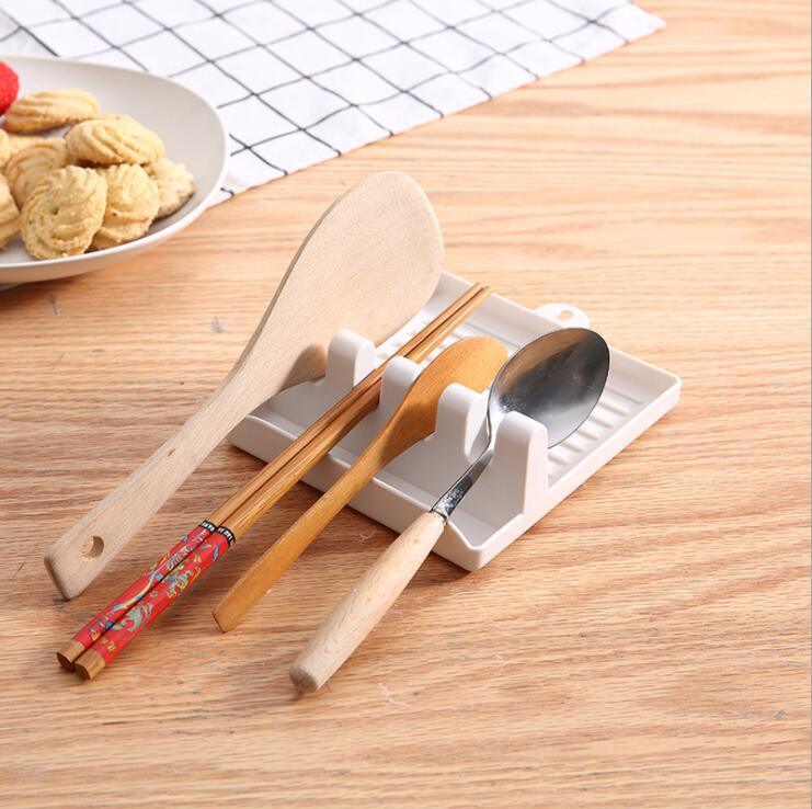 (PACK OF 3)Kitchen Spoon Holders Fork Spatula Rack Shelf Organizer Plastic Spoon Rest Chopsticks Holder Non-slip Spoons Pad Kitchen Utensil