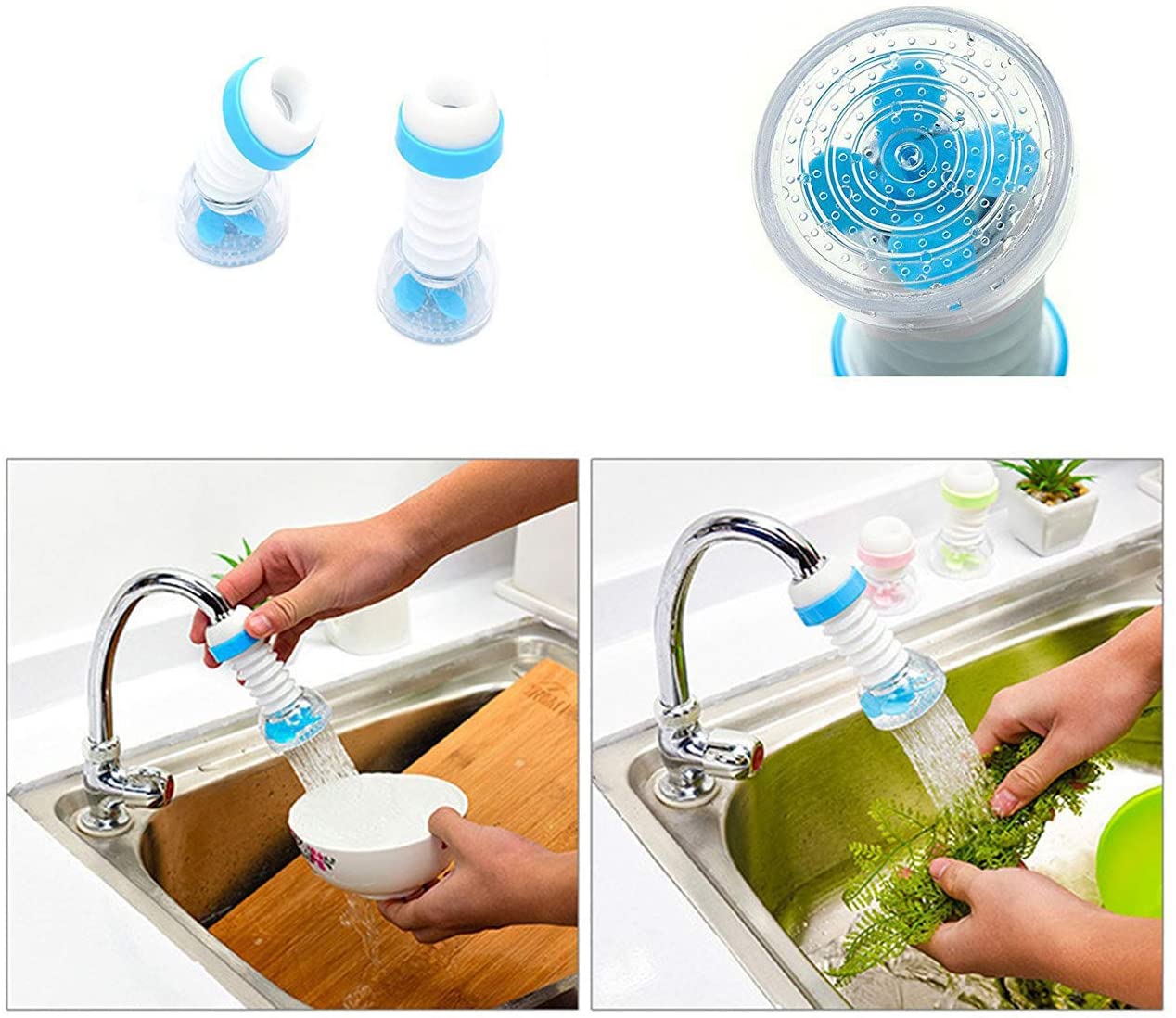 (PACK OF 3)New Fan Faucet With Clip 360 Adjustable Flexible Kitchen Faucet Tap Water Filter