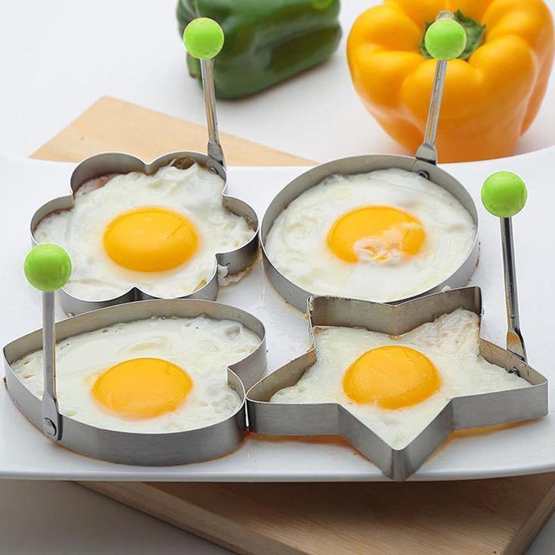Egg Mold Fried Egg Mold Shaper Stainless Steel 4 Pieces (4 Different Shapes) Pan Cake mould Ring