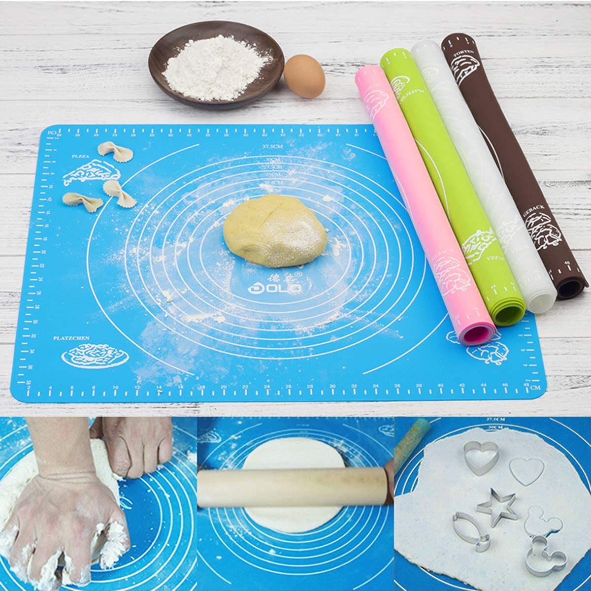 Silicone roti mat for Kitchen Reusable Non-Stick Kneading Dough Mat Bakery Measuring Mat Easy to Clean Silicone Mat