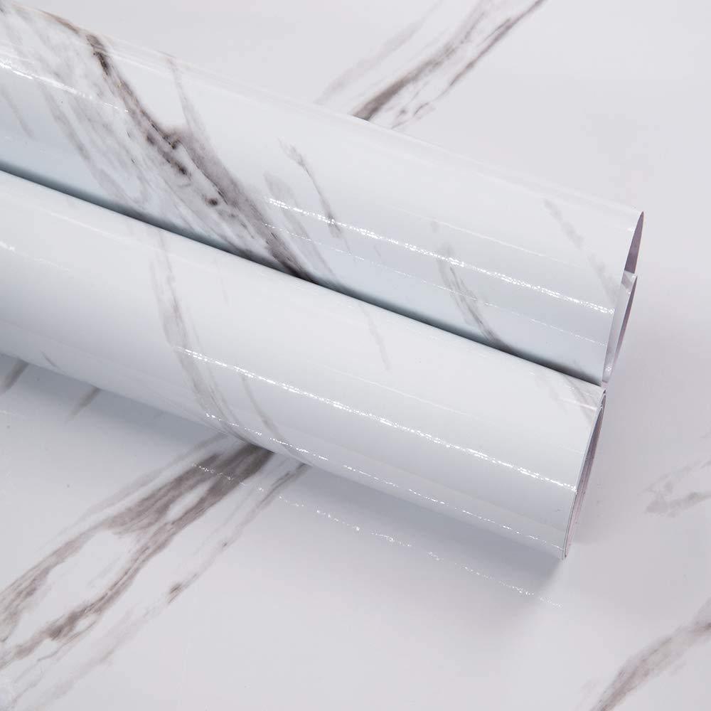(PACK OF 2 ROLL) Waterproof Marble PVC Sheet Roll Self-Adhesive PVC White & Black Marble PVC Sheet Roll