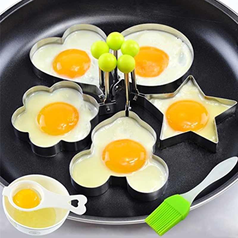 Egg Mold Fried Egg Mold Shaper Stainless Steel 4 Pieces (4 Different Shapes) Pan Cake mould Ring