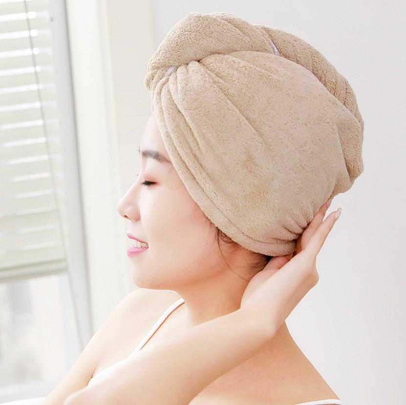 Hair dryer Cap Towel , Microfiber Hair Towel Turban With Button