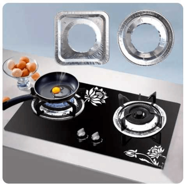 10PCS Aluminum Foil Gas Stove Burner Covers Disposable Oil-Proof Liners Kitchen Cooking Protector Easy Clean Stove Guard