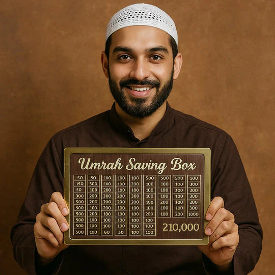 Umrah Saving Box - Wooden Islamic Money Saving Box -Luxury Wooden Umrah Saving Box