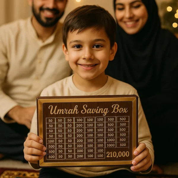 Umrah Saving Box - Wooden Islamic Money Saving Box -Luxury Wooden Umrah Saving Box
