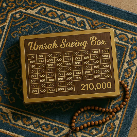 Umrah Saving Box - Wooden Islamic Money Saving Box -Luxury Wooden Umrah Saving Box