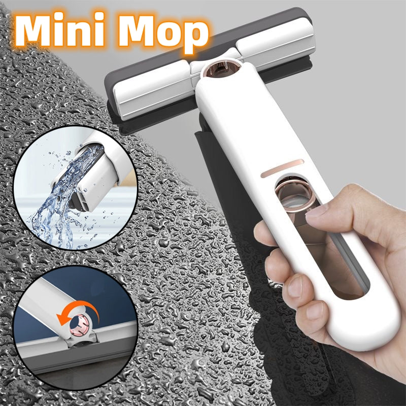 Portable Mini Mop with Squeeze Handle Wet & Dry Glass Cleaning