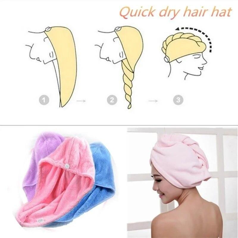 ( PACK OF 2 Towel ) Hair dryer Cap Towel , Microfiber Hair Towel Turban With Button