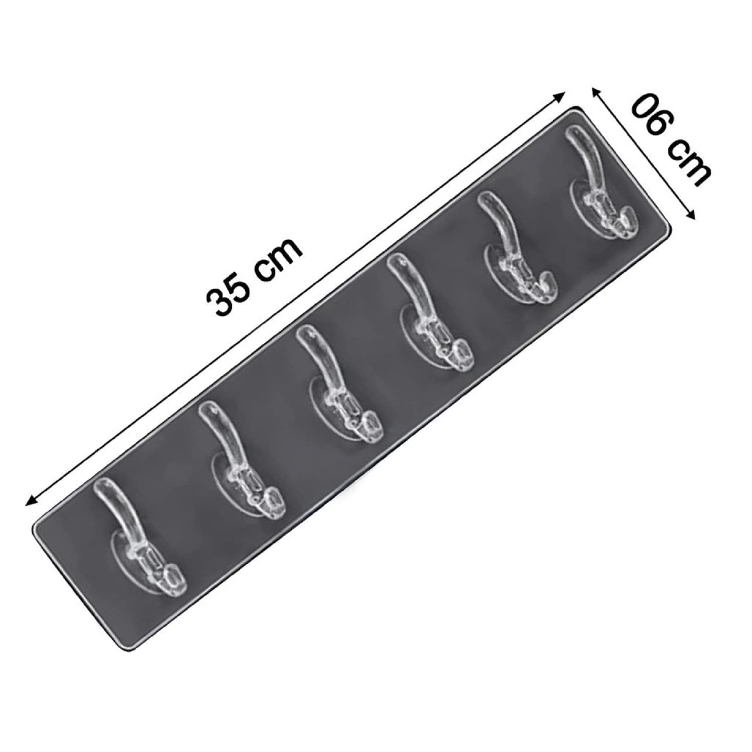 Transparent 6 Hooks Self-Adhesive Heavy-Duty Wall Clothes Hanger